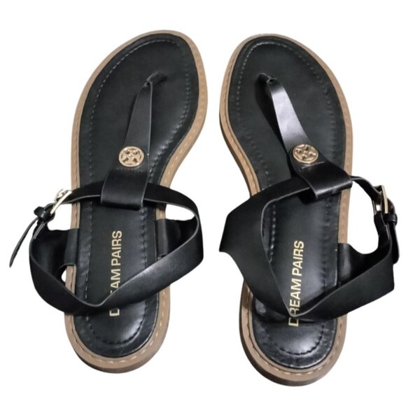 Dream Pairs Womens T-Strap Flat Thong Sandals Size 11 Adjustable Ankle Strap - Picture 10 of 13